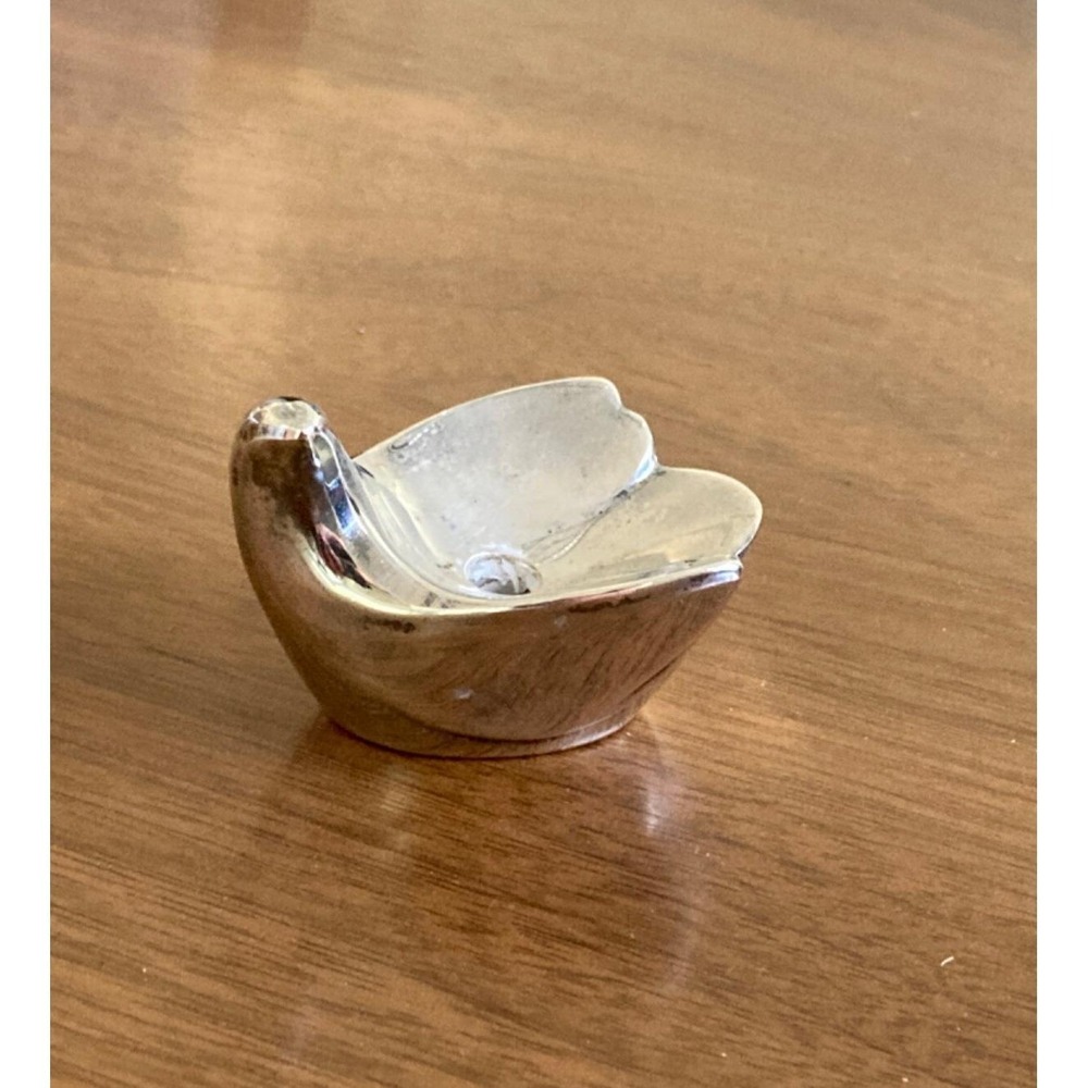 Dansk 2" Bird Shaped Candleholder Paperweight Decor Glossy Silverplate Japan Vtg